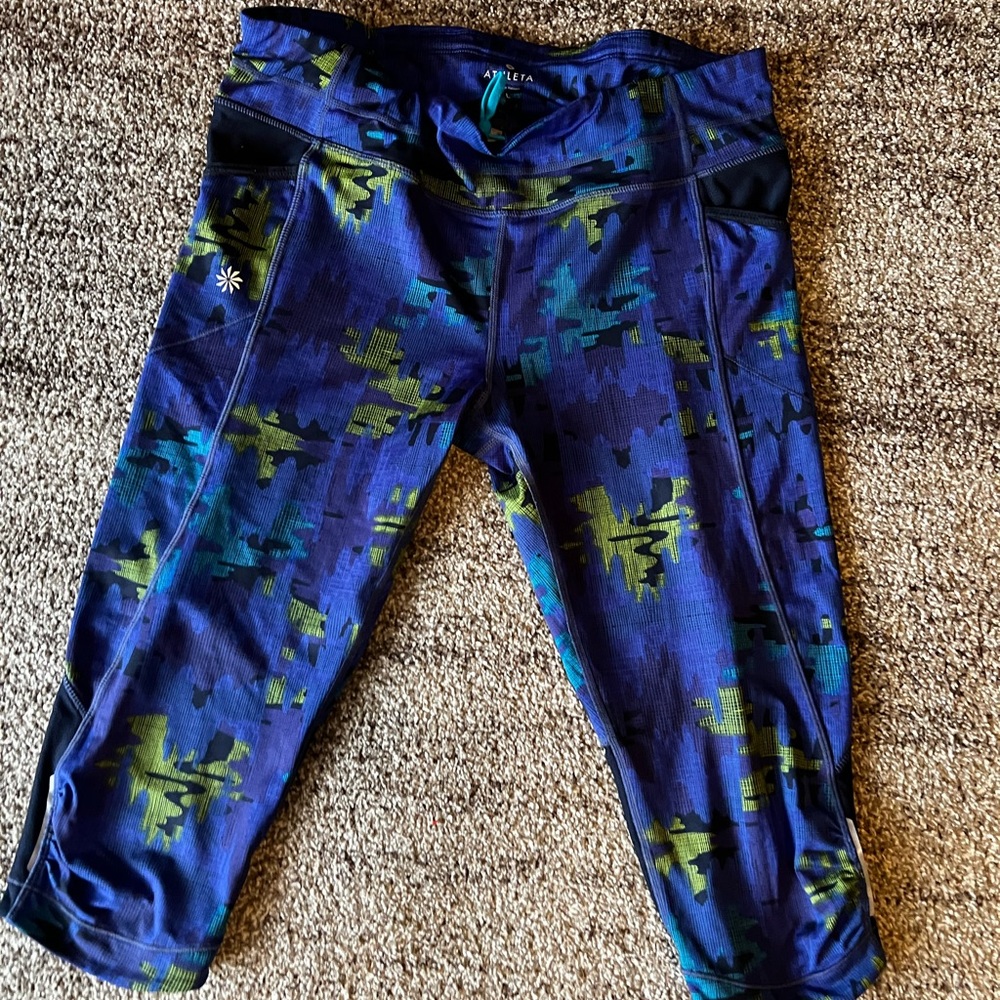 Athleta Blue and Green Patterned Leggings